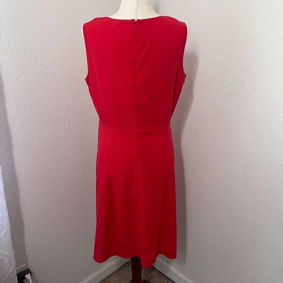 Calvin Klein Red Dress A-Line Women Size 12 Knee Length Sleeveless - Picture 3 of 8